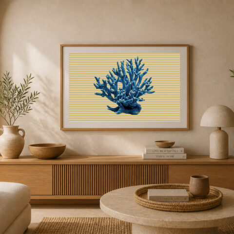 Coral azul en amarillo